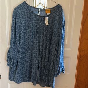 Blue Patterned Women's Top